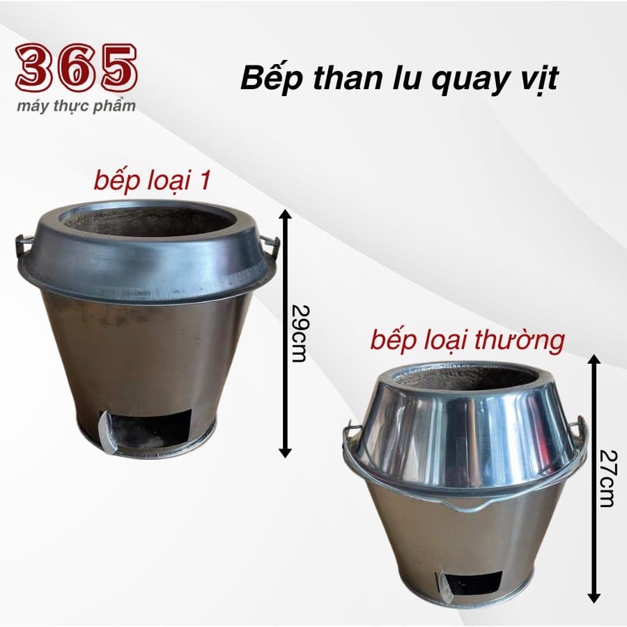 bếp than lu quay inox - quay kính