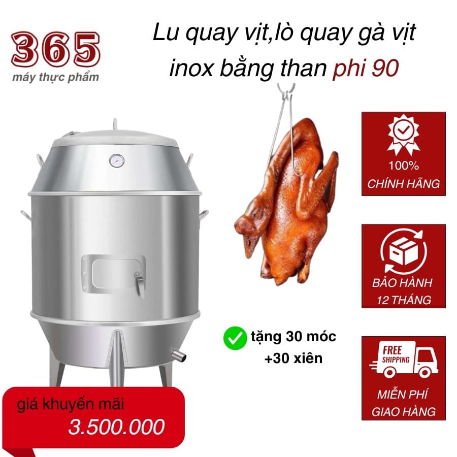 lu lò quay vịt inox phi 90 chân thẳng