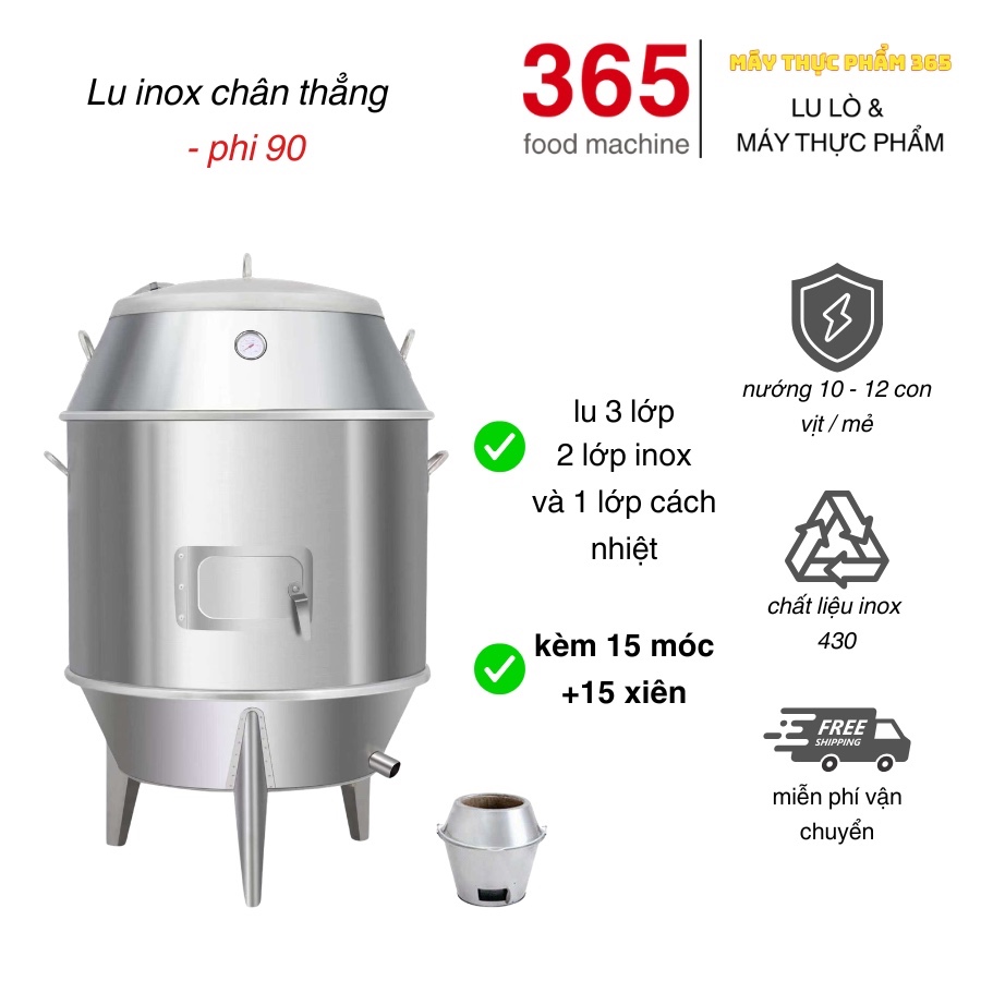 lu lò inox chân thẳng phi 90