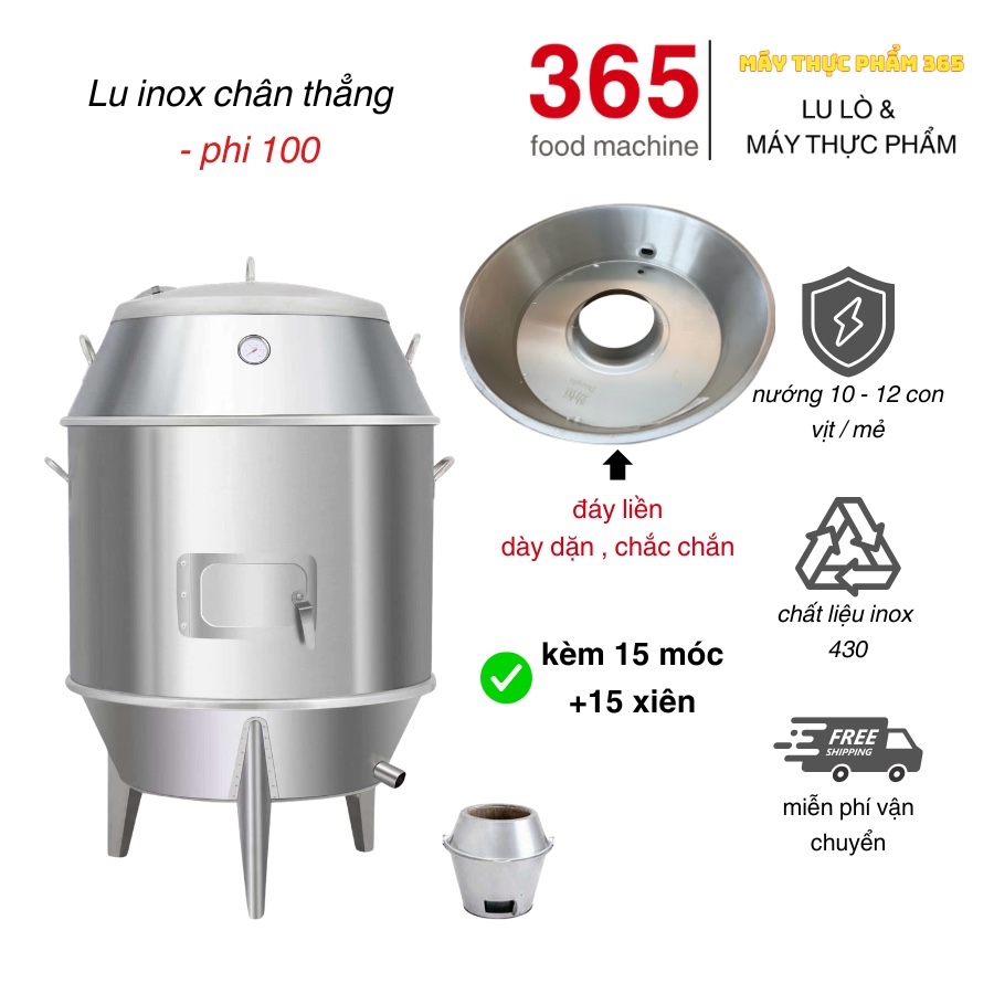 lu lò inox chân thẳng phi 100