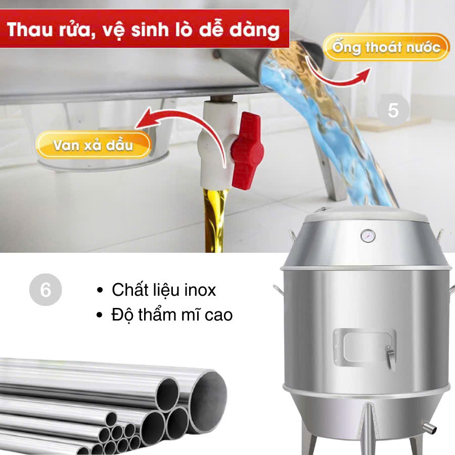 lu lò quay inox phi 80 chân thẳng thumbnail 2